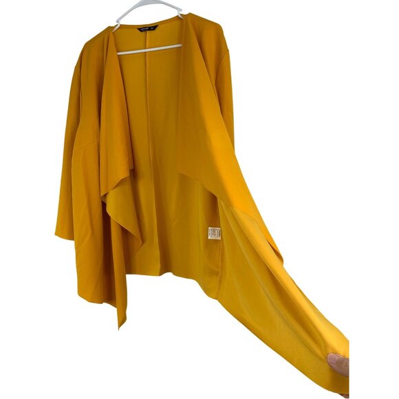 Shein Curve 3XL Marigold Yellow Drape Cardigan Summer RZ10403 3/4 Sleeve EUC - Picture 4 of 6